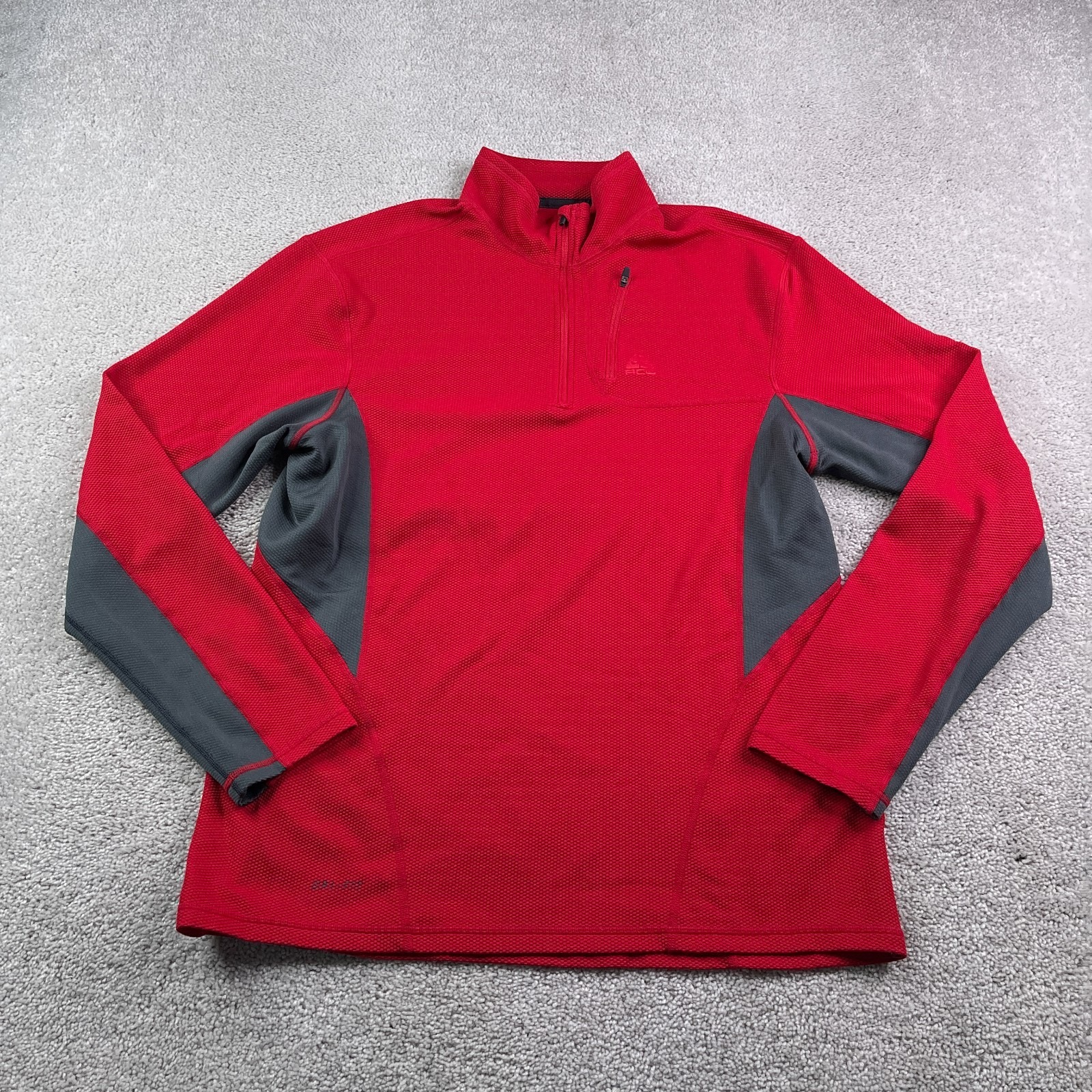 Nike Acg Sweatshirt Mens Large Red Dri Fit Performance Zip Pullover Sweater